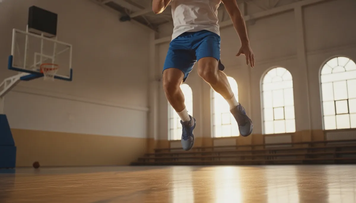 Atleta durante un allenamento di pallavolo che si tocca il ginocchio dopo un salto